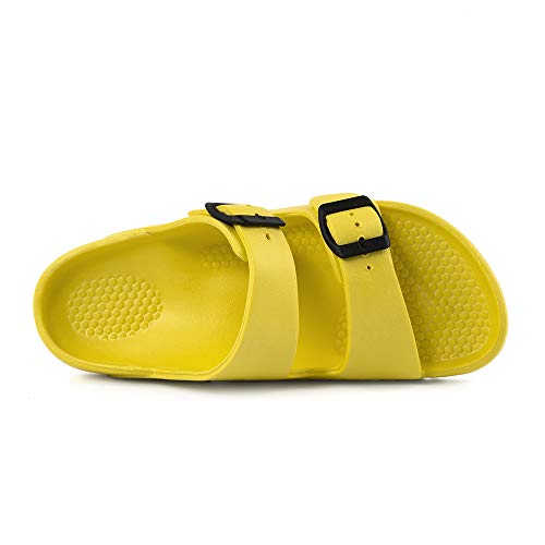 Luffymomo Womens Adjustable Slip on Eva Double Buckle Slides(7 M US Yellow)