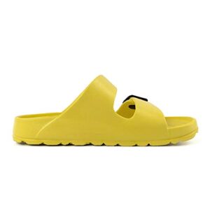 Luffymomo Womens Adjustable Slip on Eva Double Buckle Slides(7 M US Yellow)