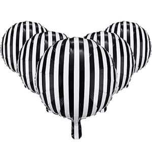 12 pieces 18 inch black and white striped balloons decoration foil mylar balloons aluminum helium balloons for birthday party, baby shower, halloween, ceremonies, holiday parties decoration