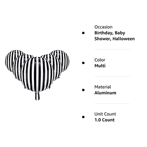 12 Pieces 18 Inch Black and White Striped Balloons Decoration Foil Mylar Balloons Aluminum Helium Balloons for Birthday Party, Baby Shower, Halloween, Ceremonies, Holiday Parties Decoration