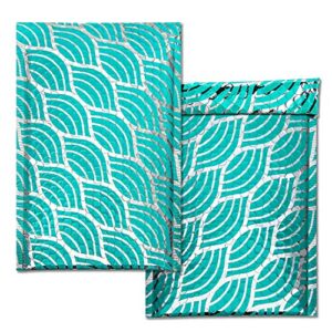 packapro #0 7x10 inch ripple wave- teal poly bubble mailer self seal padded shpping envelopes pack of 25 for jewelry makeup supplies