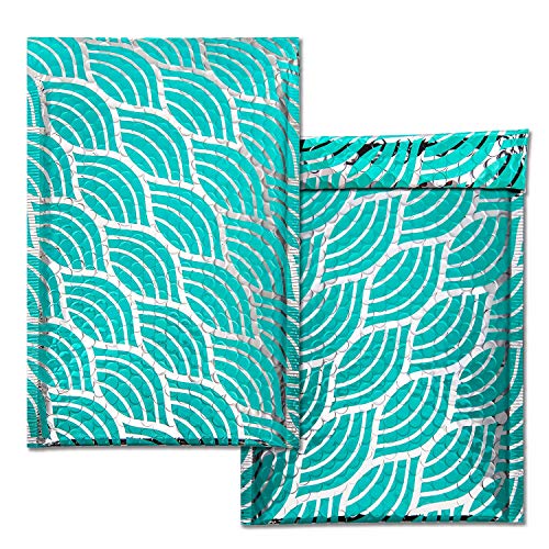 PACKAPRO #0 7x10 Inch Ripple Wave- Teal Poly Bubble Mailer Self Seal Padded Shpping Envelopes Pack of 25 for Jewelry Makeup Supplies