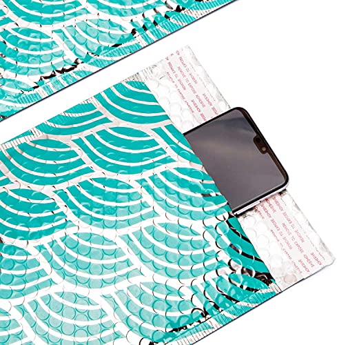 PACKAPRO #0 7x10 Inch Ripple Wave- Teal Poly Bubble Mailer Self Seal Padded Shpping Envelopes Pack of 25 for Jewelry Makeup Supplies