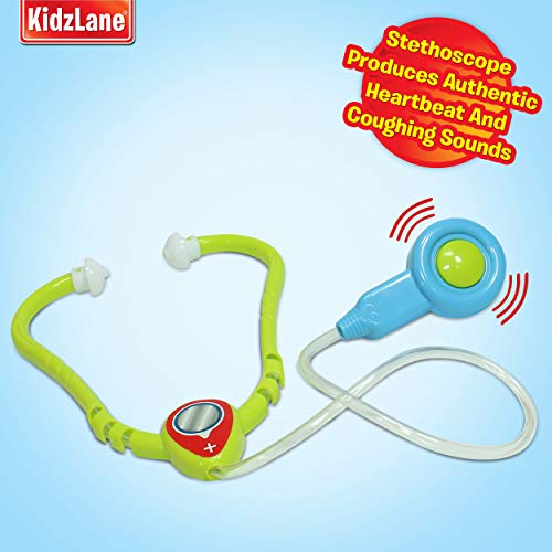 Kidzlane Play Doctor Kit for Kids and Toddlers - Kids Doctor Play Set - 7 Piece Dr Set with Medical Storage Bag and Electronic Stethoscope for Kids - Ages 3+