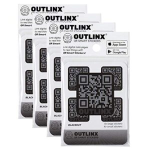 outlinx qr smart stickers | stick digital notes to your things | blackout 4-pack bundle 32x stickers