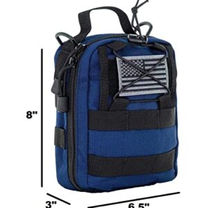 LINE2design First Aid (Ifak) Pouch EMS Bag - EMT Emergency Medical Trauma Pack Bags Tactical EDC Rescue Utility Gear IFAK Bags for Hiking Stop Bleeding Includes USA Patch - Navy