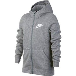 nike youth boys full zip fleece hoodie athletic hoody (small) gray (large)