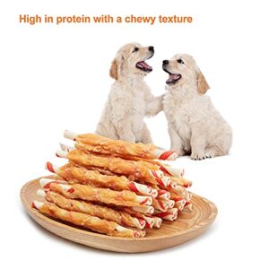 Jungle Calling Dog Treats, Natural Chicken Wrapped Rawhide Sticks, Grain-Free Training Rewards Chews for Small and Medium Puppy,10.6oz