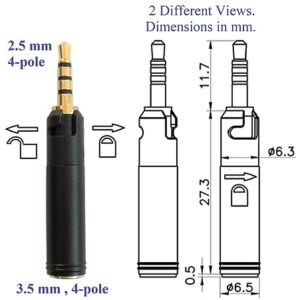 KOKKIA Tiny Versatile 2.5mm Male to 3.5mm Female Adapter with Lock/Unlock Feature : Extremely Versatile for Attachment to headsets/Devices with 2.5mm Audio Port.