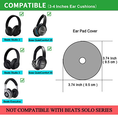 JARMOR Earpads Sweater Cover Protectors with Stretchable Knit Fabric for Beats Studio 3 / 2 Wireless/Wired Bose QC35 25 15 Headphones and Other Headsets with 3-4 Inch Ear Cushions [ 2 Pairs ] (Black)