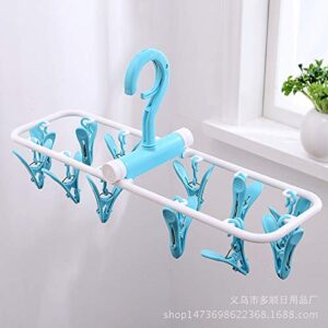 Falytemow Clip and Drip Hanger Folding Portable Travel Socks Hanger Underwear Hanger with 2 x 12 Clothespins, Hanger for Drying Towels, Bras, Baby Clothes, Plastic Laundry Sock Drying Hanger