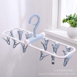 Falytemow Clip and Drip Hanger Folding Portable Travel Socks Hanger Underwear Hanger with 2 x 12 Clothespins, Hanger for Drying Towels, Bras, Baby Clothes, Plastic Laundry Sock Drying Hanger