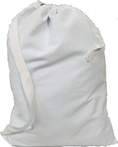 owen sewn white canvas laundry bag 22"x28" with shoulder strap - made in usa