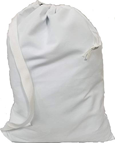 Owen Sewn White Canvas Laundry Bag 22"x28" with Shoulder Strap - Made in USA