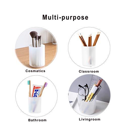 Marbrasse Desk Organizer - 6Pcs Pen Holder Cup Storage,Pen Organizer Stationery Caddy for Office, School, Home Supplies Translucent White