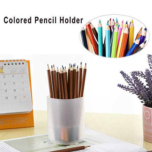 Marbrasse Desk Organizer - 6Pcs Pen Holder Cup Storage,Pen Organizer Stationery Caddy for Office, School, Home Supplies Translucent White