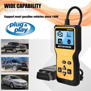 MOTOPOWER MP69033 Car OBD2 Scanner Code Reader Engine Fault Code Reader Scanner CAN Diagnostic Scan Tool for All OBD II Protocol Cars Since 1996, Yellow