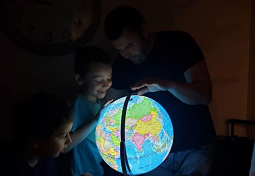 Goplus Desktop World Globe, Educational Geographic World Globe with LED Lights for Students Adults, 720° Rotation Decorative Globe, Easy to Read Labels Over 4000 Locations for Classroom, Office