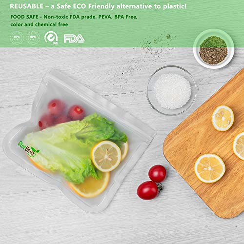 8 PCS Reusable Food Storage Bags | 4 Silicone Storage Bags, Dishwasher Safe | 4 Reusable Sandwich Bags and Snack Bags Washable| Great for Freezer, Travel Resealable Bags