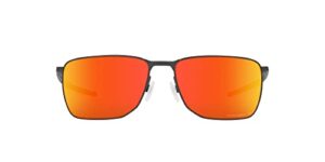 oakley men's oo4142 ejector rectangular sunglasses, light steel/prizm ruby polarized, 58 mm
