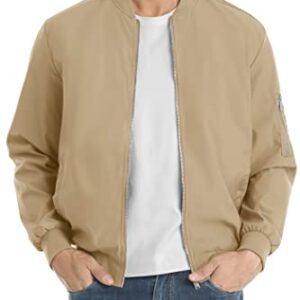 MAGCOMSEN Casual Jackets for Men Bomber Jacket Light Jackets for Men Spring Fall Jackets Pilot Jackets Khaki,XL