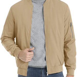 MAGCOMSEN Casual Jackets for Men Bomber Jacket Light Jackets for Men Spring Fall Jackets Pilot Jackets Khaki,XL