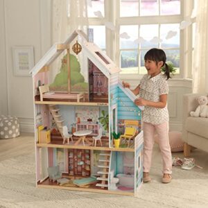 KidKraft Zoey Magic Lights & Sounds Dollhouse with EZ Kraft Assembly™, 18-Piece Accessory Set, Gift for Ages 3+