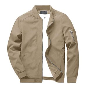 crysully mens autumn casual coat sport zip outerwear windproof thin bomber jackets khaki