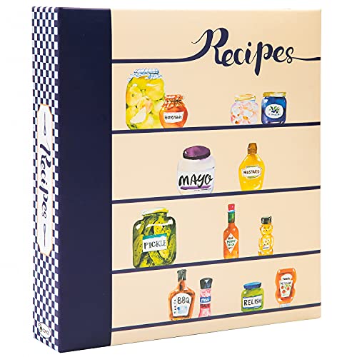 COFICE Recipe Book Binder – 8.5x9.5 Recipe Ring Binder, 4x6 Cards and Tabbed Dividers, Seasoning Design