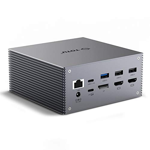 TOTU USB-C 4K@30Hz Triple Display Docking Station with Charging Support for MacBook Pro & Windows USB 3.1 Gen2 Type C Systems (2 HDMI,DP,7 USB Ports, 60W USB PD), MacOS only Support Mirror Mode