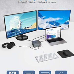 TOTU USB-C 4K@30Hz Triple Display Docking Station with Charging Support for MacBook Pro & Windows USB 3.1 Gen2 Type C Systems (2 HDMI,DP,7 USB Ports, 60W USB PD), MacOS only Support Mirror Mode