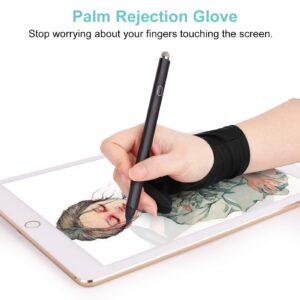Mixoo Artists Gloves 2 Pack - Palm Rejection Gloves with Two Fingers for Paper Sketching, iPad, Graphics Drawing Tablet, Suitable for Left and Right Hand (Medium)