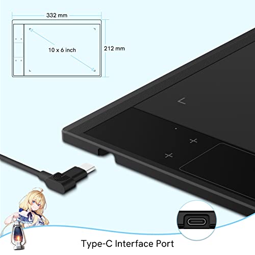 Digital Graphic Drawing Tablet VEIKK A30, 4 Touch Keys 1 Touch Panel, Linux Support, 10x6 Inch with 8192 Levels Battery-Free Pen Electronic Writing Tablets for PC/Android/Mac/Windows