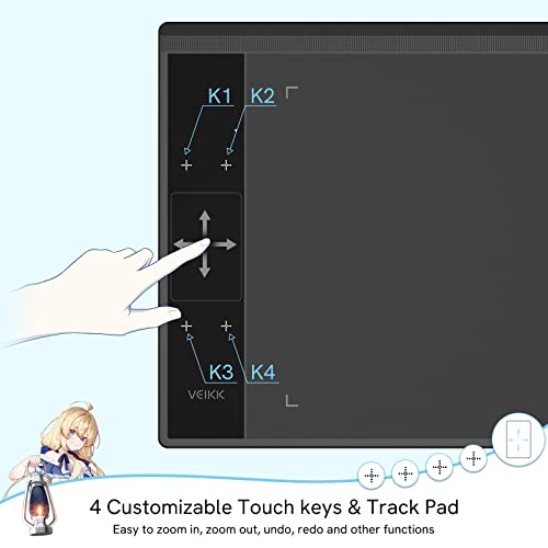 Digital Graphic Drawing Tablet VEIKK A30, 4 Touch Keys 1 Touch Panel, Linux Support, 10x6 Inch with 8192 Levels Battery-Free Pen Electronic Writing Tablets for PC/Android/Mac/Windows