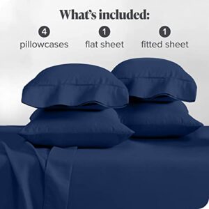 Queen Sheet Set - 6 Piece Set - Hotel Luxury Bed Sheets - Ultra Soft - Deep Pockets - Easy Fit - Cooling & Breathable Sheets - Wrinkle Resistant - Cozy - Dark Blue - Queen Sheets - 6 PC