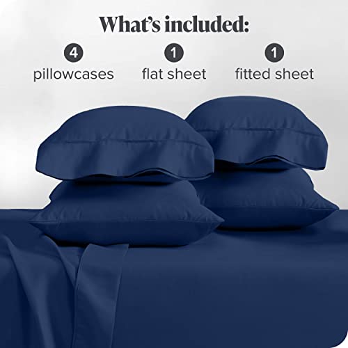 Queen Sheet Set - 6 Piece Set - Hotel Luxury Bed Sheets - Ultra Soft - Deep Pockets - Easy Fit - Cooling & Breathable Sheets - Wrinkle Resistant - Cozy - Dark Blue - Queen Sheets - 6 PC