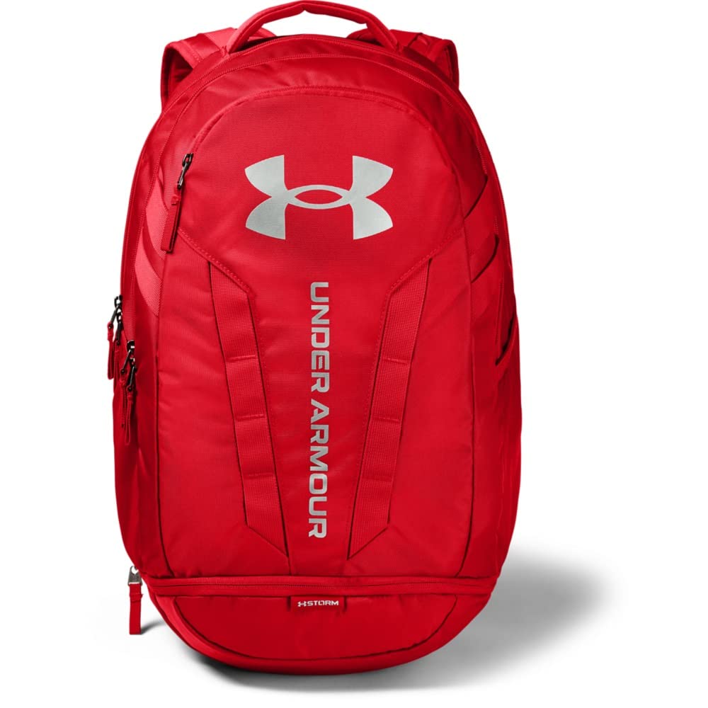 Under Armour unisex-adult Hustle 5.0 Backpack , Red (600)/Silver , One Size Fits All