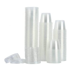 [200sets-1oz] small plastic containers with lids, jello shot cups,souffle condiment sauce cups