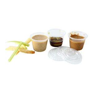 [200Sets-1oz] Small Plastic Containers With Lids, Jello Shot Cups,Souffle Condiment Sauce Cups