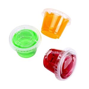 [200Sets-1oz] Small Plastic Containers With Lids, Jello Shot Cups,Souffle Condiment Sauce Cups