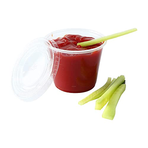 [200Sets-1oz] Small Plastic Containers With Lids, Jello Shot Cups,Souffle Condiment Sauce Cups