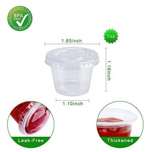 [200Sets-1oz] Small Plastic Containers With Lids, Jello Shot Cups,Souffle Condiment Sauce Cups