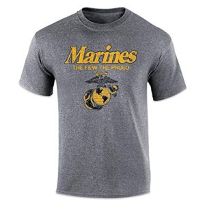 armed forces gear marines the few the proud faded short-sleeve t-shirt - official licensed united states marine shirts for men (gray, xx-large)