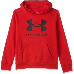 Under Armour Boys Rival Fleece Hoodie , Red (600)/Onyx White , Youth Large