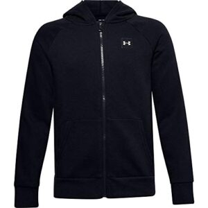 under armour boys' rival fleece full zip hoodie , black (001)/onyx white , youth x-large