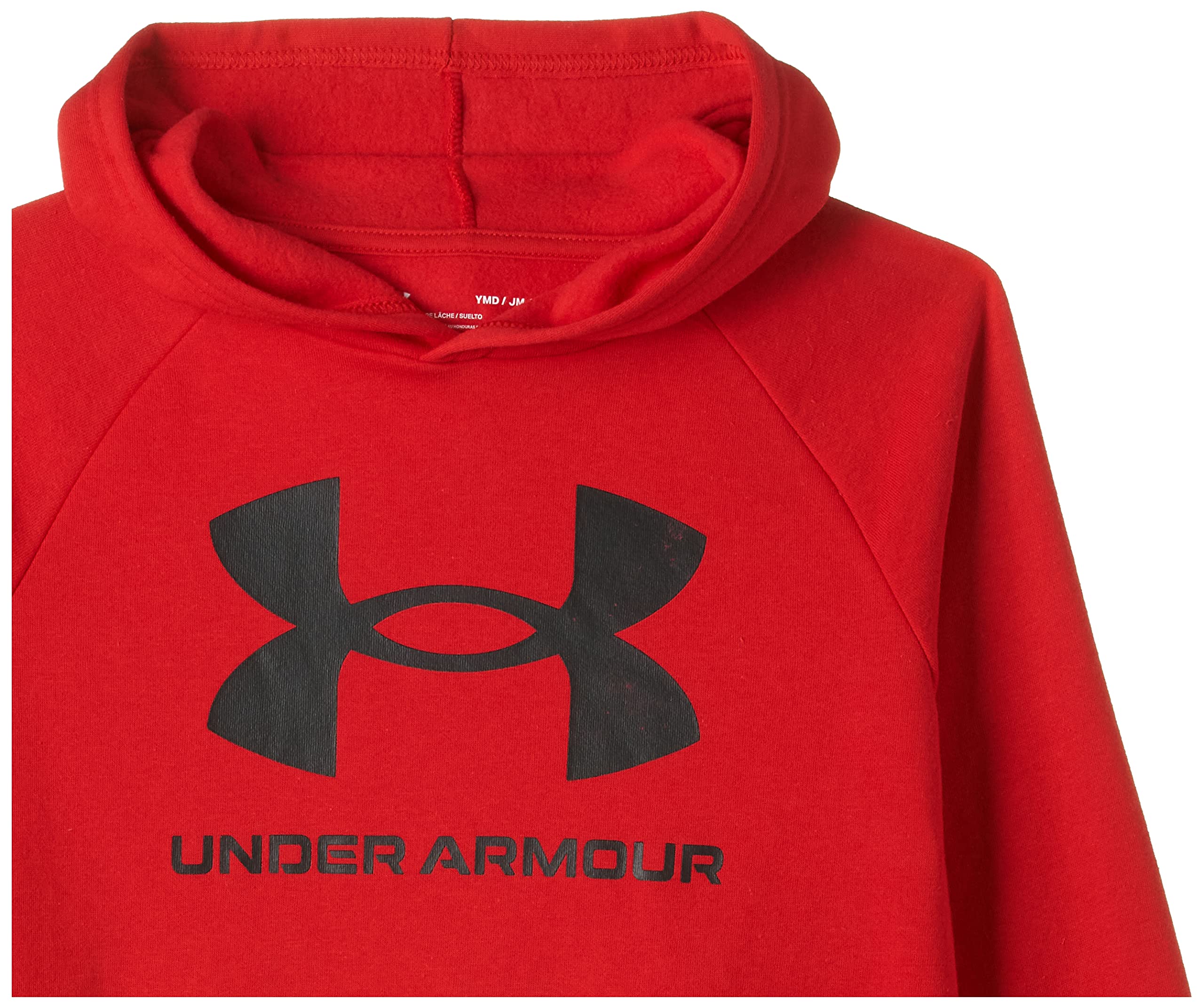 Under Armour Boys Rival Fleece Hoodie , Red (600)/Onyx White , Youth Large