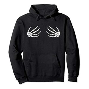 Fun Halloween Boobs Skeleton Hand Pullover Hoodie