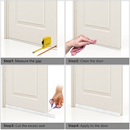 BAINING Door Draft Stopper Sweep, 3 Inches Widening Door Bottom Seal Strip Under Door Noise Blocker for Interior Doors Insulation and Soundproofing, 3” W x 39” L Black (2019 New Upgrade)