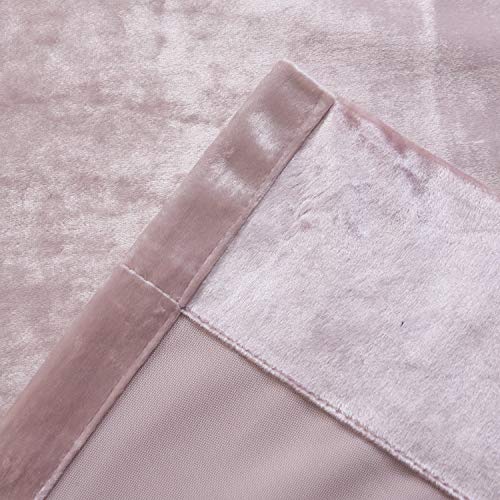 Roslynwood Velvet Curtain Panels Ballet Pink Room Darkening Window Super Soft Luxury Drapes for Bedroom Thermal Insulated Rod Pocket Curtain for Living Room (2 Panels, 52 by 96 Inch)