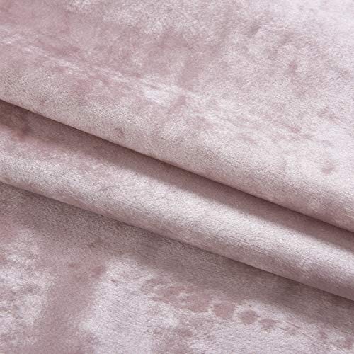 Roslynwood Velvet Curtain Panels Ballet Pink Room Darkening Window Super Soft Luxury Drapes for Bedroom Thermal Insulated Rod Pocket Curtain for Living Room (2 Panels, 52 by 96 Inch)